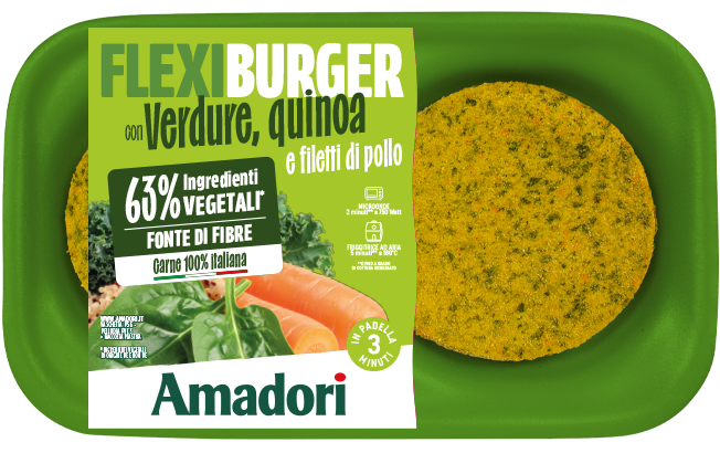 Flexi burger con verdure, quinoa e filetti di pollo