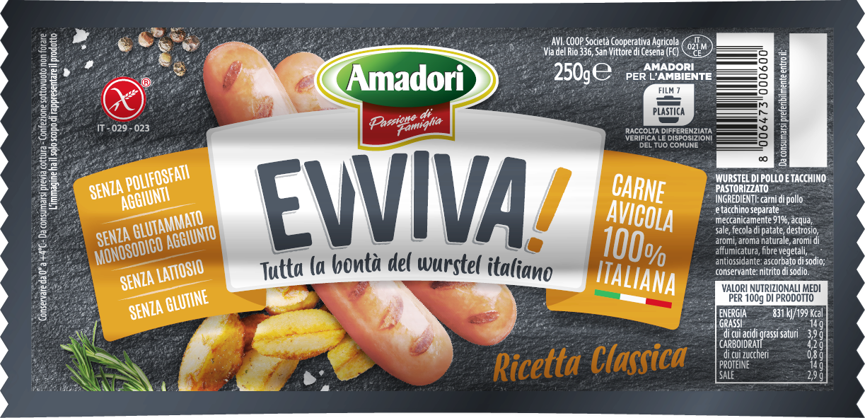 Wurstel Evviva di pollo e tacchino