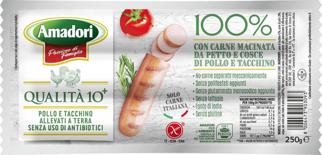 Wurstel Amadori 100% pollo e tacchino