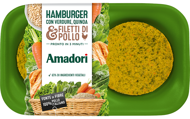 Hamburger con verdure, quinoa e pollo, Linea Veggy