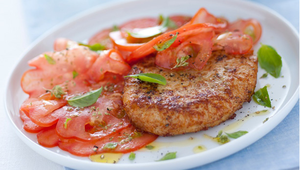 Hamburger con sfogliata di pomodori